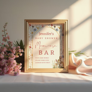Affiche Panneau de bar Maman-osa beige lapin floral Boho