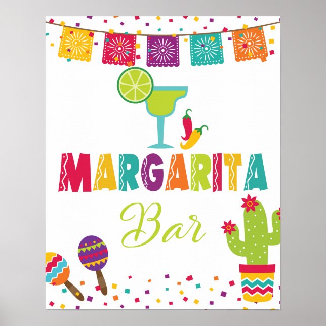 Affiche Panneau de bar Margarita - Fond blanc (Devant)
