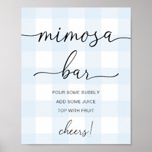 Affiche Panneau de bar Mimosa à carreaux bleus