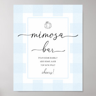 Affiche Panneau de bar Mimosa à carreaux bleus et citrouil