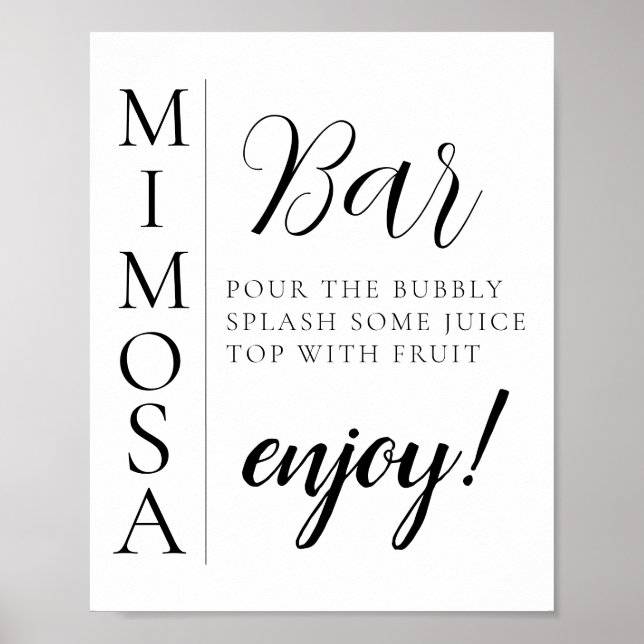 Affiche Panneau de bar Mimosa à écriture minimale moderne (Devant)