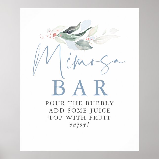 Affiche Panneau de bar Mimosa à feuilles de rose en or ble (Devant)