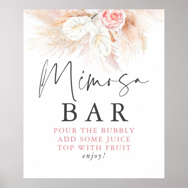 Affiche Panneau de bar Mimosa à fleurs roses Herbe des Pam (Devant)