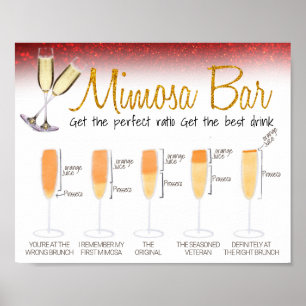Affiche Panneau de bar Mimosa à paillettes rouges pour bru