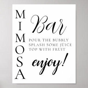 Affiche Panneau de bar Mimosa à script minimal
