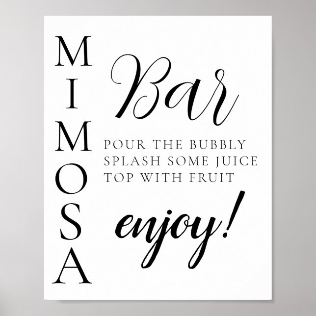Affiche Panneau de bar Mimosa à script minimal (Devant)
