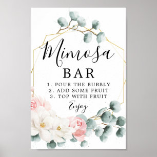 Affiche Panneau de bar Mimosa à verdure florale