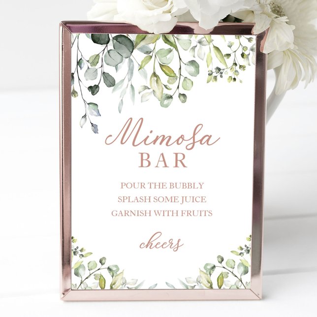 Affiche Panneau de bar Mimosa aquarelle Eucalyptus de verd (Créateur téléchargé)
