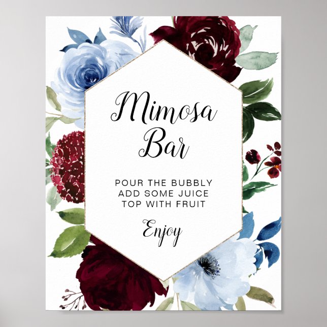 Affiche panneau de bar mimosa bleu poussiéreux de Bourgogn (Devant)