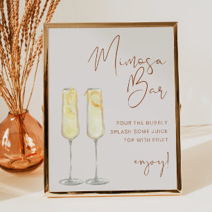 Affiche Panneau de bar Mimosa Boho Terracotta pour mariage
