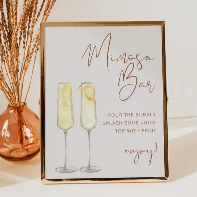Affiche Panneau de bar Mimosa Boho Terracotta pour mariage (Créateur téléchargé)