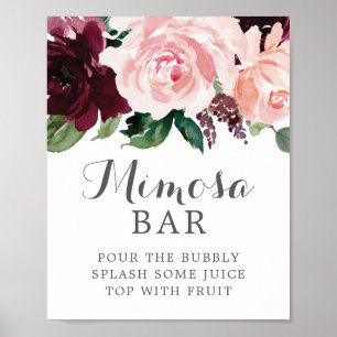 Affiche Panneau de bar Mimosa Bourgogne rose (modifiable)