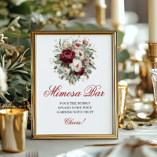 Affiche Panneau de bar Mimosa Burgundy Blush Marron 8x10