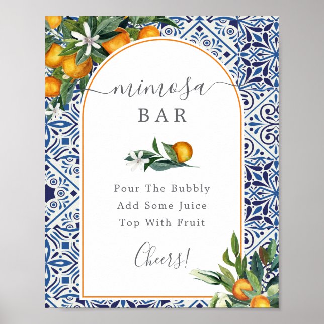 Affiche Panneau de bar Mimosa Citrus et carreaux (Devant)
