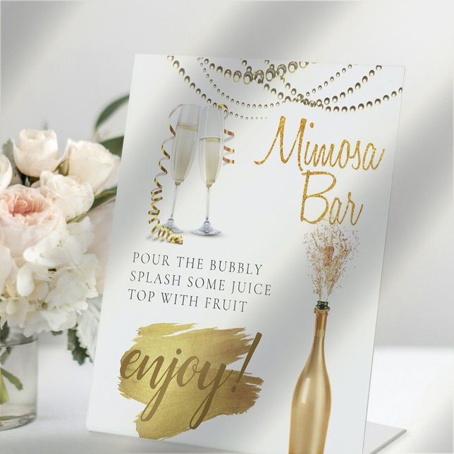Affiche Panneau de bar Mimosa de brunch de mariage élégant (Créateur téléchargé)