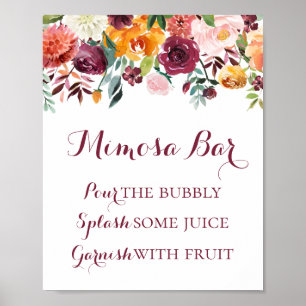 Affiche Panneau de bar Mimosa de fleurs d'automne, Orange 