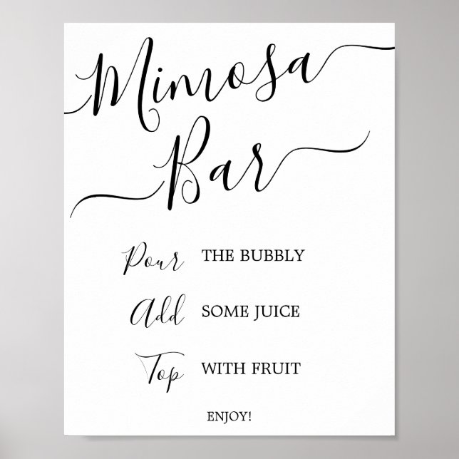 Affiche Panneau de bar Mimosa de mariage à calligraphie no (Devant)
