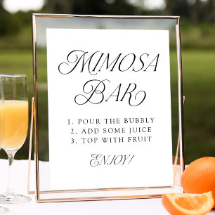 Affiche Panneau de bar Mimosa de mariage à typographie élé
