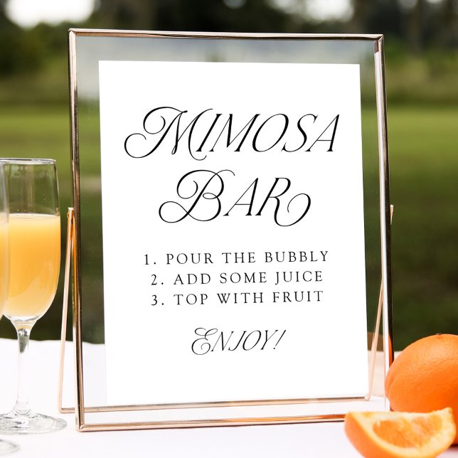 Affiche Panneau de bar Mimosa de mariage à typographie élé (Créateur téléchargé)