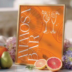 Affiche Panneau de bar Mimosa de mariage minimaliste lumin