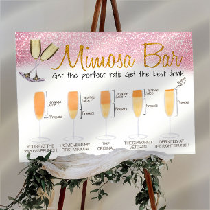 Affiche Panneau de bar Mimosa décoré rose pour brunch de m