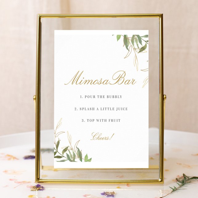 Affiche Panneau de bar Mimosa doré et verdure moderne (Créateur téléchargé)