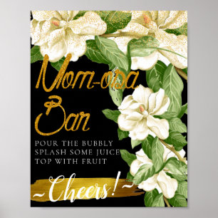 Affiche Panneau de bar Mimosa élégant à fleurs blanches