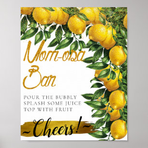 Affiche Panneau de bar Mimosa élégant décoré de citron
