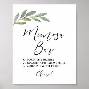 Affiche Panneau de bar Mimosa Feuille d'olive Verdure Sign