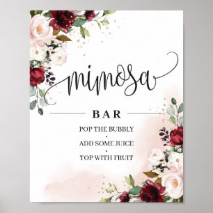 Affiche Panneau de bar mimosa floral rose fuchsia bohème b