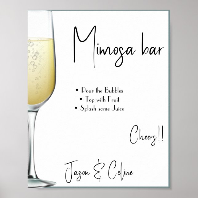 Affiche Panneau de bar Mimosa modifiable imprimable (Devant)