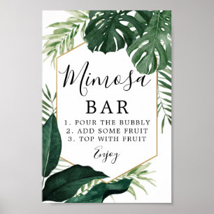 Affiche Panneau de bar Mimosa Monstera Tropical