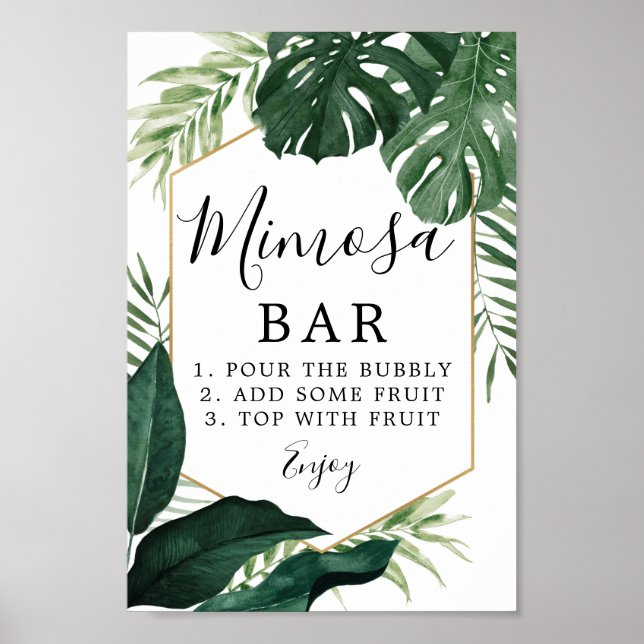 Affiche Panneau de bar Mimosa Monstera Tropical (Devant)