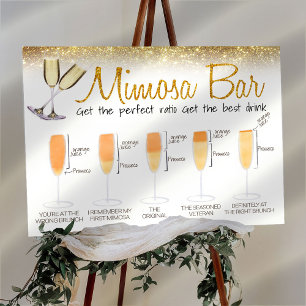 Affiche Panneau de bar Mimosa Paillettes dorées pour brunc