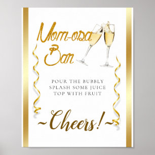 Affiche Panneau de bar Mimosa pour Baby Shower élégant dor