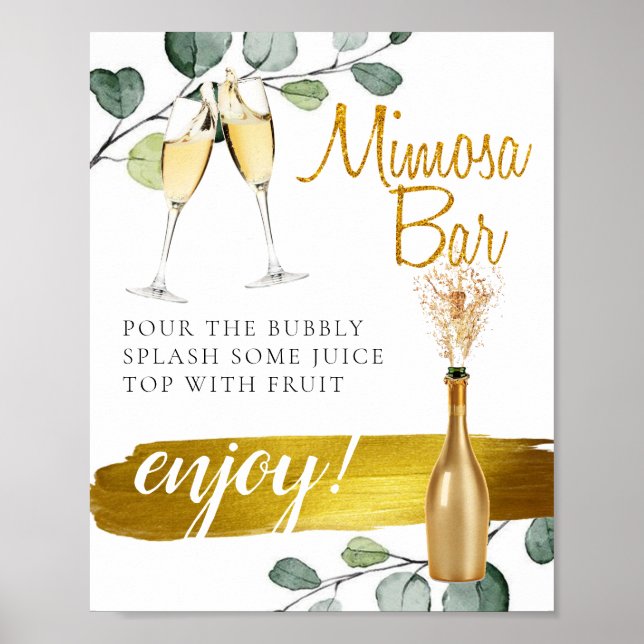 Affiche Panneau de bar Mimosa pour brunch de mariage avec  (Devant)