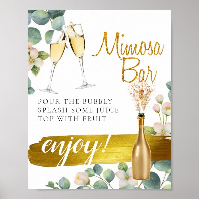 Affiche Panneau de bar Mimosa pour brunch de mariage avec  (Devant)