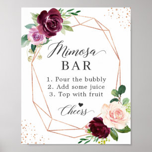 Affiche Panneau de bar Mimosa pour la douche de mariée Flo