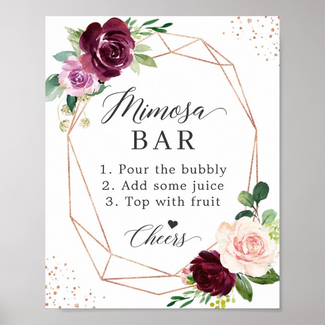 Affiche Panneau de bar Mimosa pour la douche de mariée Flo (Devant)