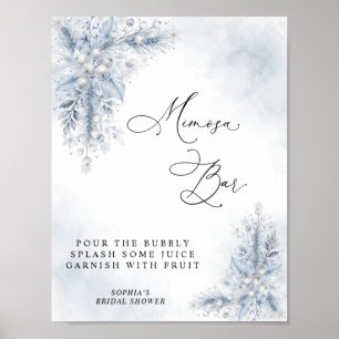 Affiche Panneau de bar Mimosa pour mariage avec baies blan