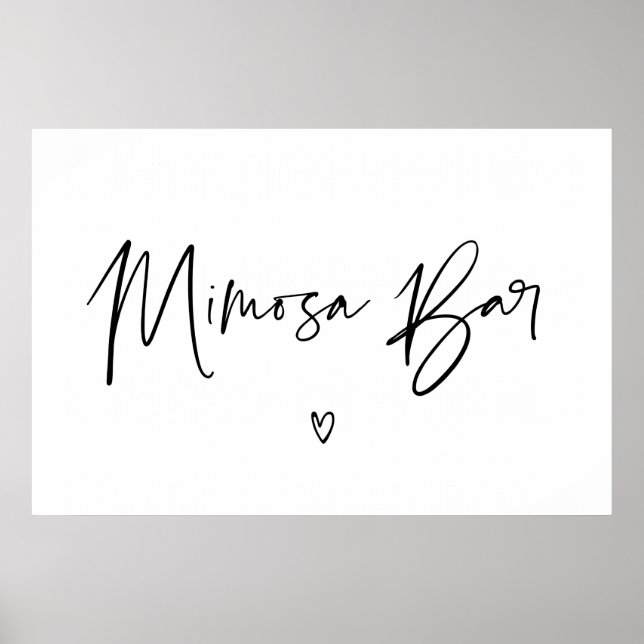 Affiche Panneau de bar Mimosa pour mariage noir et blanc (Devant)