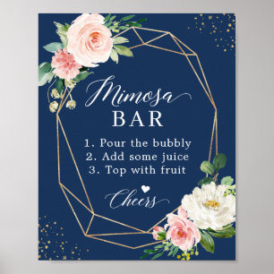 Affiche Panneau de bar Mimosa pour une Baby Shower Navy Bl