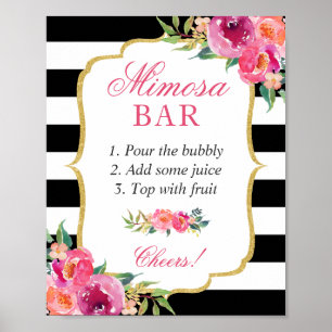 Affiche Panneau de bar Mimosa pour une douche de mariée fl