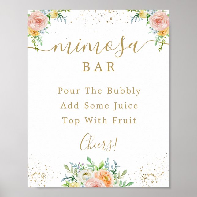 Affiche Panneau de bar Mimosa rose poudré (Devant)