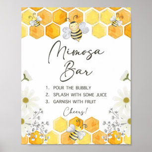 Affiche Panneau de bar Mimosa Signe abeille jaune Signe de