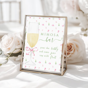 Affiche Panneau de bar Mimosa Verre à Champagne Floral Ros
