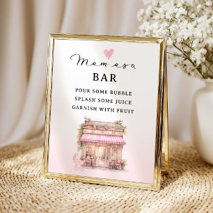 Affiche Panneau de bar Mom-osa floral rose Élégant Bar à M