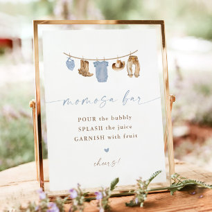 Affiche Panneau de bar Momosa Baby Shower Cowboy Clothesli