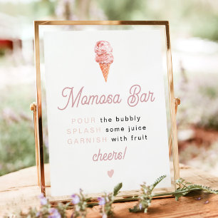 Affiche Panneau de bar Momosa Baby Shower Retro Ice Cream