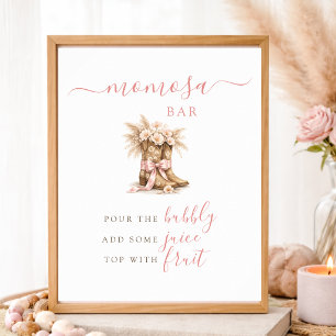 Affiche Panneau de bar Momosa pour Baby Shower Cowgirl Ros